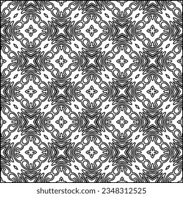 Abstract background with figures from lines. black and white pattern for web page, textures, card, poster, fabric, textile. Monochrome graphic repeating design.
