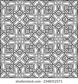 Abstract background with figures from lines. black and white pattern for web page, textures, card, poster, fabric, textile. Monochrome graphic repeating design.
