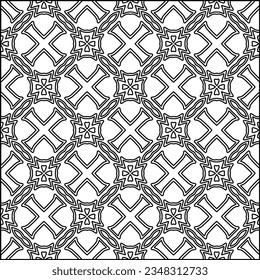 Abstract background with figures from lines. black and white pattern for web page, textures, card, poster, fabric, textile. Monochrome graphic repeating design.
