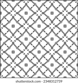 Abstract background with figures from lines. black and white pattern for web page, textures, card, poster, fabric, textile. Monochrome graphic repeating design.
