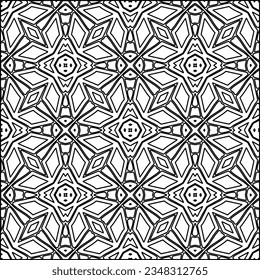 Abstract background with figures from lines. black and white pattern for web page, textures, card, poster, fabric, textile. Monochrome graphic repeating design.