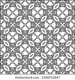 Abstract background with figures from lines. black and white pattern for web page, textures, card, poster, fabric, textile. Monochrome graphic repeating design.