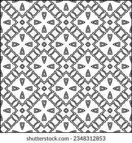 Abstract background with figures from lines. black and white pattern for web page, textures, card, poster, fabric, textile. Monochrome graphic repeating design.