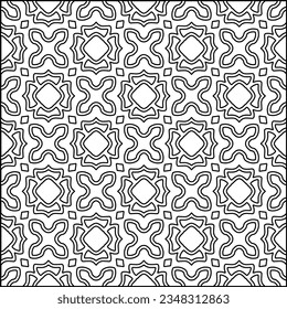 Abstract background with figures from lines. black and white pattern for web page, textures, card, poster, fabric, textile. Monochrome graphic repeating design.