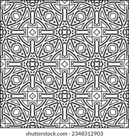 Abstract background with figures from lines. black and white pattern for web page, textures, card, poster, fabric, textile. Monochrome graphic repeating design.