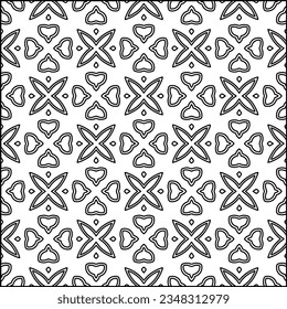 Abstract background with figures from lines. black and white pattern for web page, textures, card, poster, fabric, textile. Monochrome graphic repeating design.