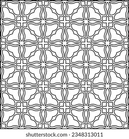 Abstract background with figures from lines. black and white pattern for web page, textures, card, poster, fabric, textile. Monochrome graphic repeating design.