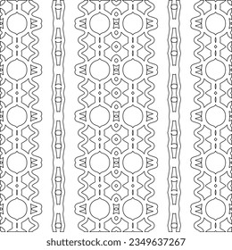 Abstract background with figures from lines. black and white pattern for web page, textures, card, poster, fabric, textile. Monochrome graphic repeating design.