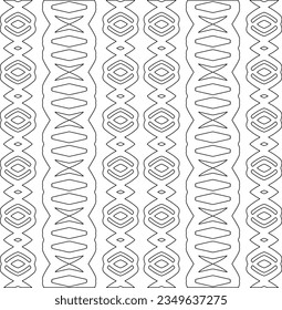 Abstract background with figures from lines. black and white pattern for web page, textures, card, poster, fabric, textile. Monochrome graphic repeating design.