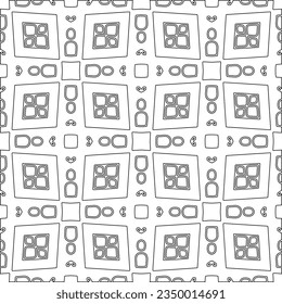 Abstract background with figures from lines. black and white pattern for web page, textures, card, poster, fabric, textile. Monochrome graphic repeating design.