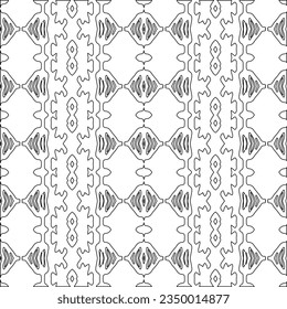 Abstract background with figures from lines. black and white pattern for web page, textures, card, poster, fabric, textile. Monochrome graphic repeating design.