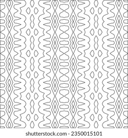 Abstract background with figures from lines. black and white pattern for web page, textures, card, poster, fabric, textile. Monochrome graphic repeating design.