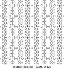 Abstract background with figures from lines. black and white pattern for web page, textures, card, poster, fabric, textile. Monochrome graphic repeating design.