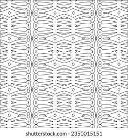 Abstract background with figures from lines. black and white pattern for web page, textures, card, poster, fabric, textile. Monochrome graphic repeating design.