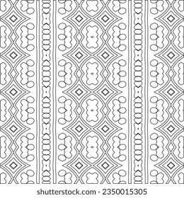 Abstract background with figures from lines. black and white pattern for web page, textures, card, poster, fabric, textile. Monochrome graphic repeating design.