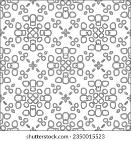 Abstract background with figures from lines. black and white pattern for web page, textures, card, poster, fabric, textile. Monochrome graphic repeating design.