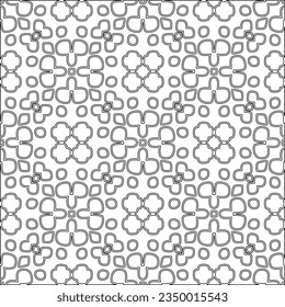 Abstract background with figures from lines. black and white pattern for web page, textures, card, poster, fabric, textile. Monochrome graphic repeating design.