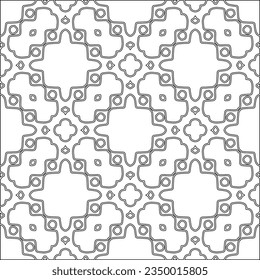 Abstract background with figures from lines. black and white pattern for web page, textures, card, poster, fabric, textile. Monochrome graphic repeating design.