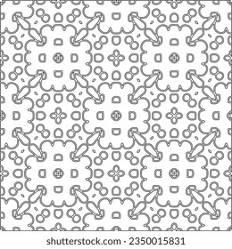 Abstract background with figures from lines. black and white pattern for web page, textures, card, poster, fabric, textile. Monochrome graphic repeating design.