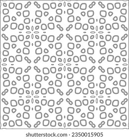 Abstract background with figures from lines. black and white pattern for web page, textures, card, poster, fabric, textile. Monochrome graphic repeating design.