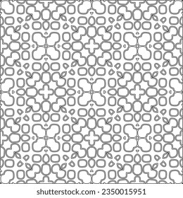Abstract background with figures from lines. black and white pattern for web page, textures, card, poster, fabric, textile. Monochrome graphic repeating design.