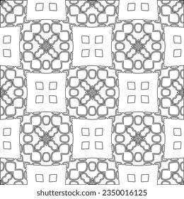 Abstract background with figures from lines. black and white pattern for web page, textures, card, poster, fabric, textile. Monochrome graphic repeating design.