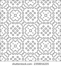 Abstract background with figures from lines. black and white pattern for web page, textures, card, poster, fabric, textile. Monochrome graphic repeating design.