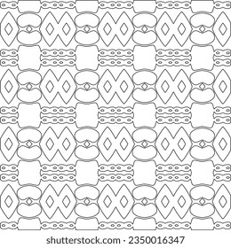 Abstract background with figures from lines. black and white pattern for web page, textures, card, poster, fabric, textile. Monochrome graphic repeating design.