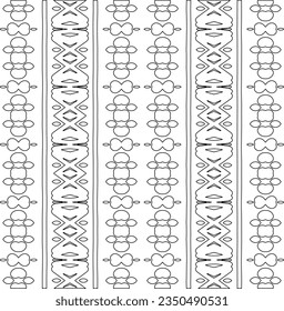 Abstract background with figures from lines. black and white pattern for web page, textures, card, poster, fabric, textile. Monochrome graphic repeating design.