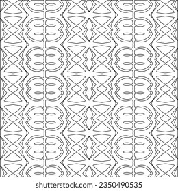 Abstract background with figures from lines. black and white pattern for web page, textures, card, poster, fabric, textile. Monochrome graphic repeating design.