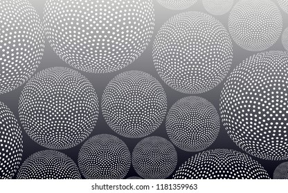 abstract background filled with dotted spheres in silver shades
