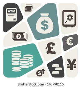 Abstract background with finance and money theme icons