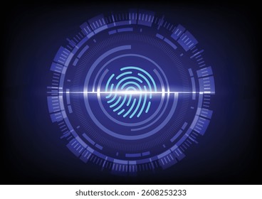 Abstract background finger thumb fingerprint indentify password scan analyze laser vector internet online technology concept network communication connection futuristic touch screen