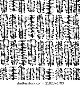 Abstract background with fir branches brush strokes. Vector textured hand drawn pattern.