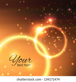 abstract background with fire circles and light particles