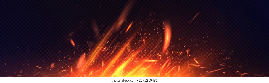 Abstract background with fire sparks and glowing particles. Warm vector design for effects, banners, backgrounds and presentations