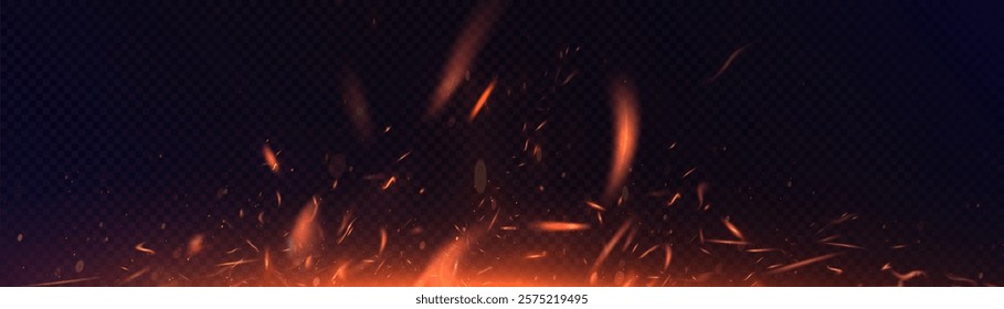 Abstract background with fire sparks and glowing particles. Warm vector design for effects, banners, backgrounds and presentations