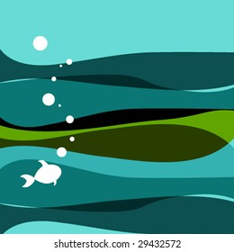 abstract background with fish and bubbles