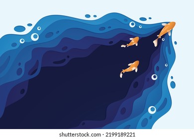 Abstract background with fish paper cut shape