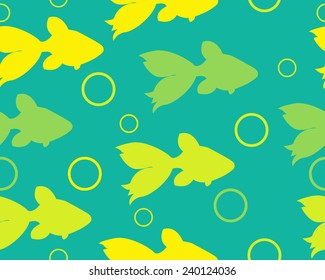 Abstract background with fish. Vector seamless pattern