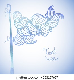 Abstract background with flag and waves. Watercolor paint. Childhood theme. Can be used for card, invitation or some text.