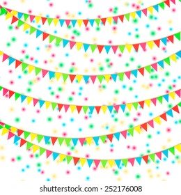 Abstract background with flags and blurred confetti