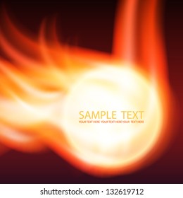 Abstract background with flames and fiery sphere. EPS10 vector.