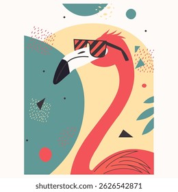 Fondo Abstractas con flamencos con gafas. Ilustración vectorial