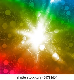 abstract background with flash and flowers