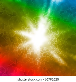 Abstract background with flash and stars