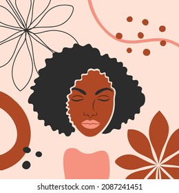 Abstract background with a flat art black woman.