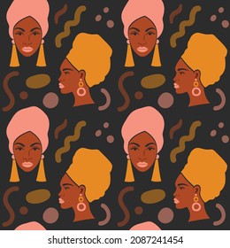 Abstract background with a flat art black woman.