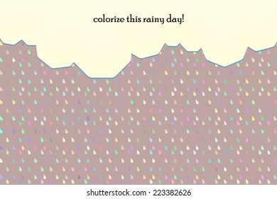 abstract background with flat clouds and raindrops