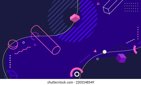 Abstract background flat design geometric elements pattern memphis retro style. Vector illustration